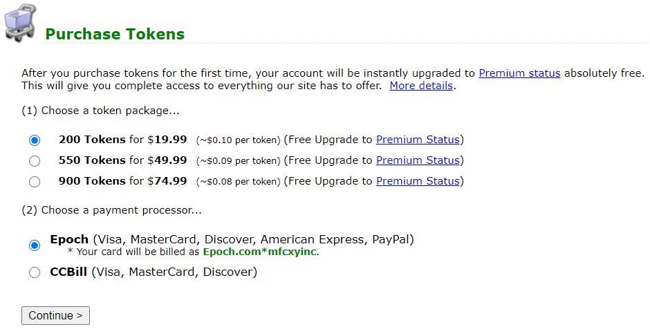 Myfreecams Token Prices